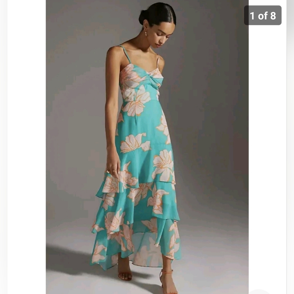 Anthropologie Hutch Floral Tiered Maxi Dress Size 0